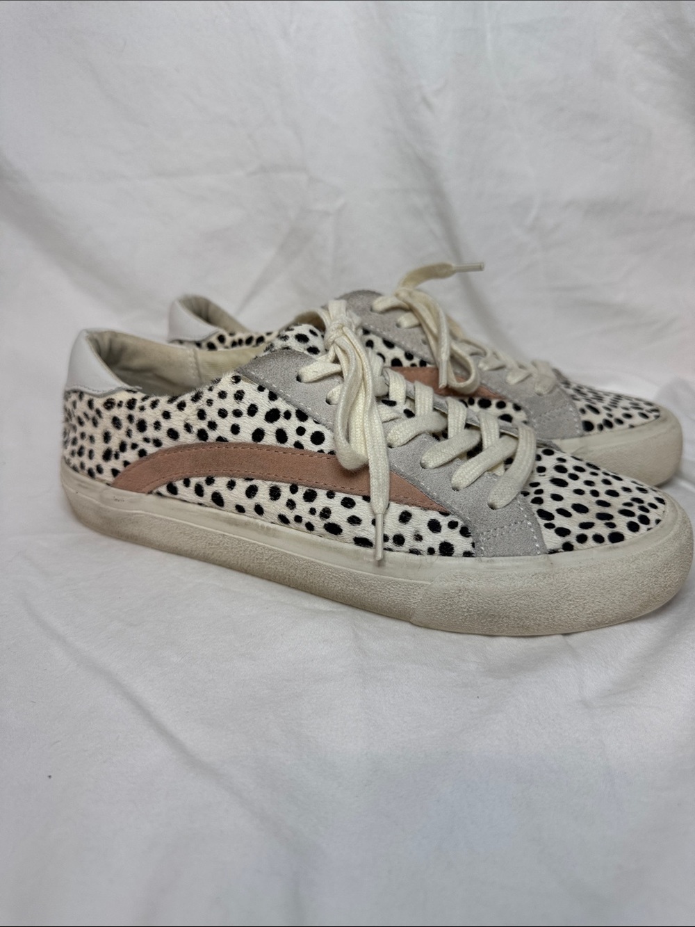 Madewell Spotted Casual Lace-Up Sneakers in Black & White with Pink Accent